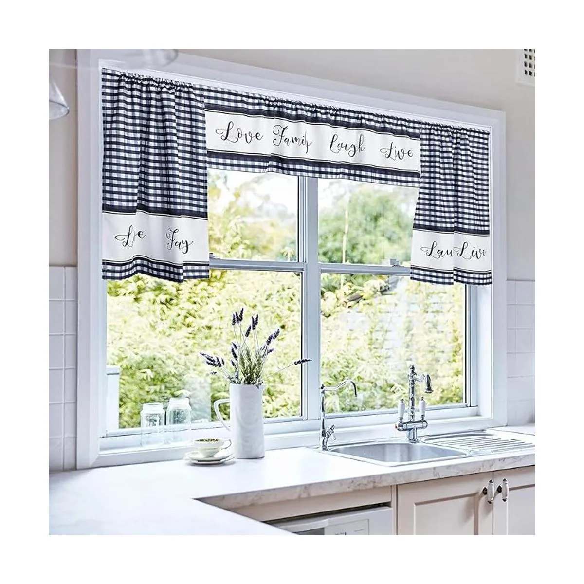 Juego de cortinas y cenefas Love Family Laugh Live 3