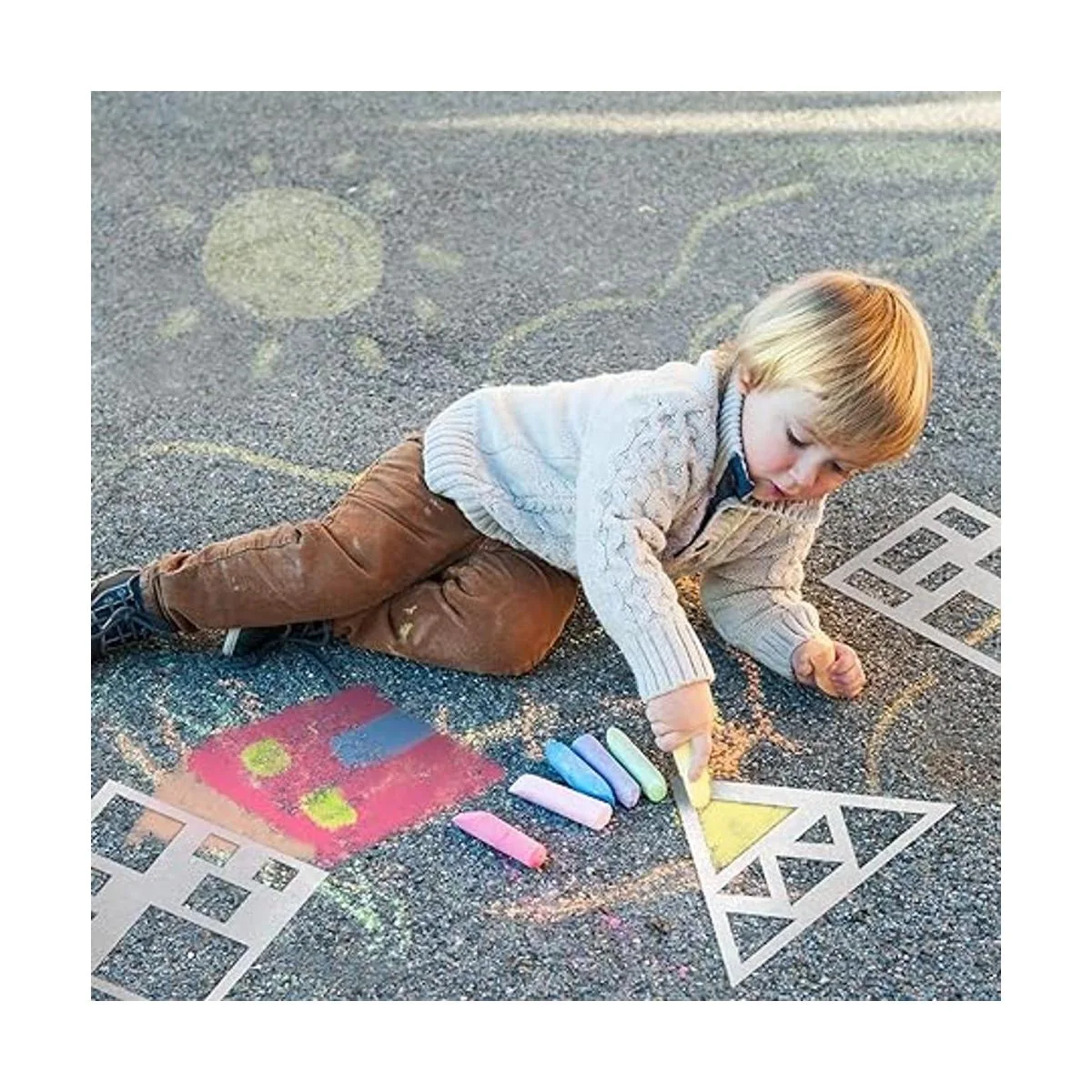 Juego de 12 plantillas de tiza de plástico para dibujo