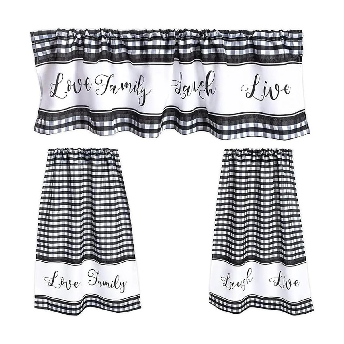 Juego de cortinas y cenefas Love Family Laugh Live 3