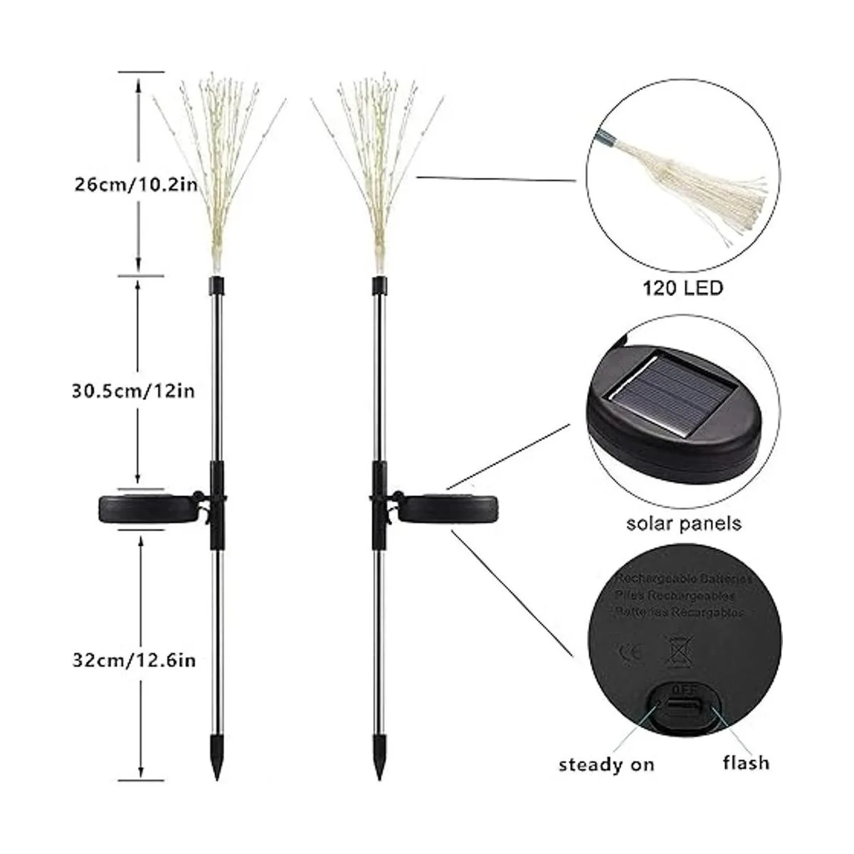 Paquete de 2 luces solares de jardín 120 luces LED_2