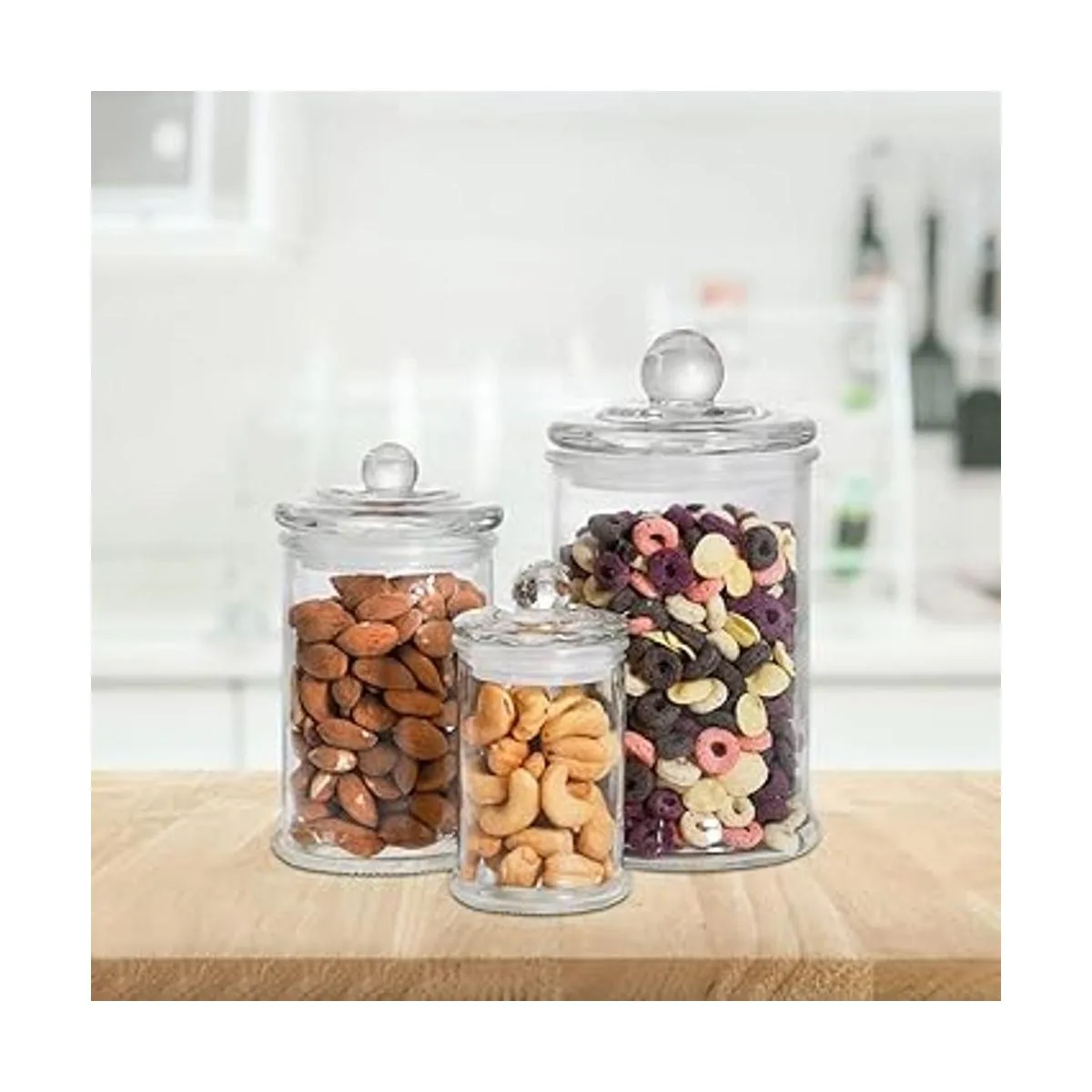 Suwimut Juego de 3 tarros de boticario de cristal con