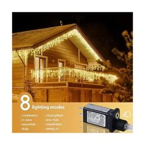 Qunlight Luces LED de carámbano de 300 L luces blancas