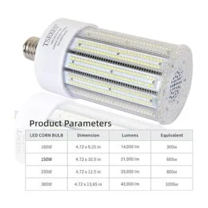 Bombilla LED de maíz de 150 W bombilla LED de base E39