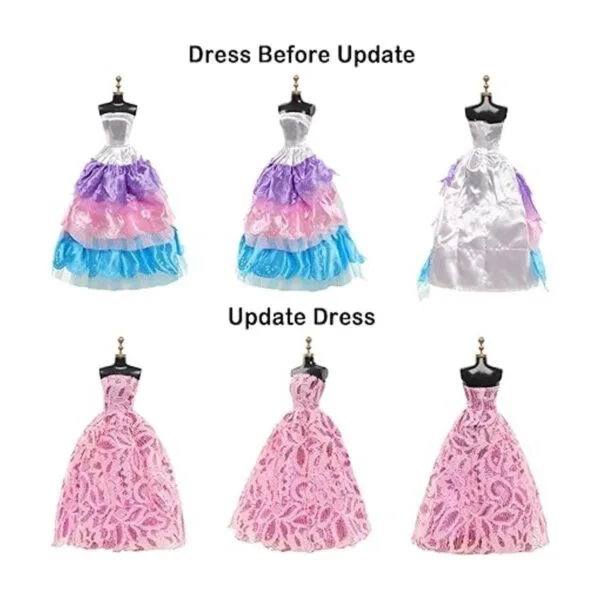 38 PCS Doll Clothes and Accessories 3 PCS Fashion Dresses_6