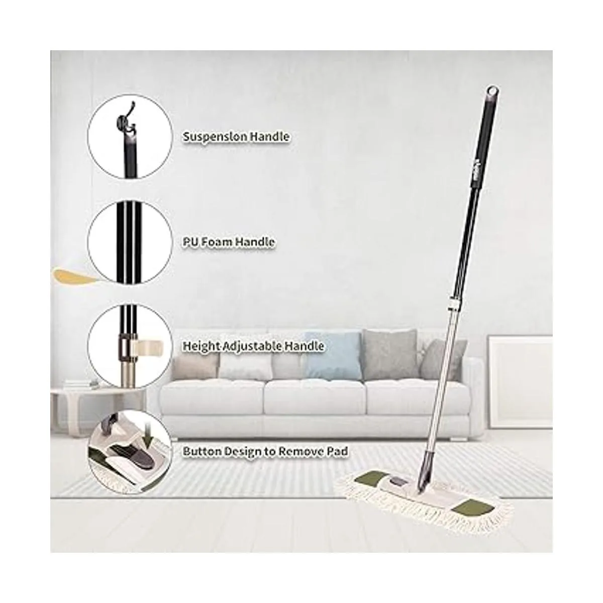 Eyliden Fregona de polvo con 2 almohadillas lavables_3