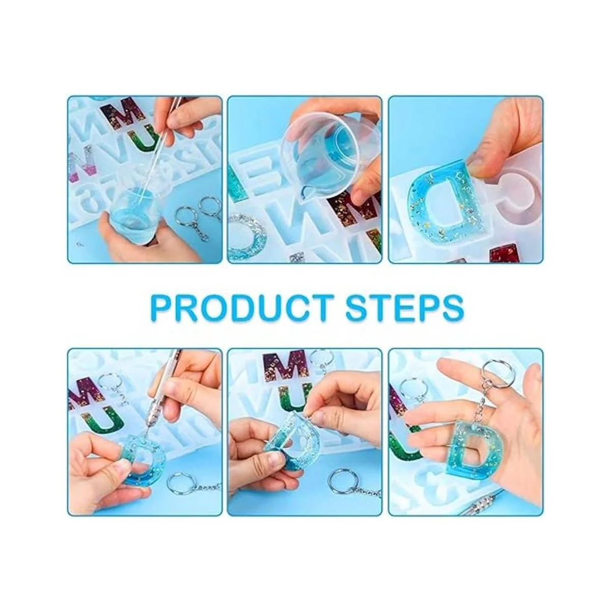 Mocoosy Juego de 134 moldes de resina del alfabeto de_6