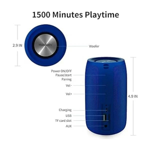 MusiBaby Bocina con Bluetooth 5.0 transportable al aire_3