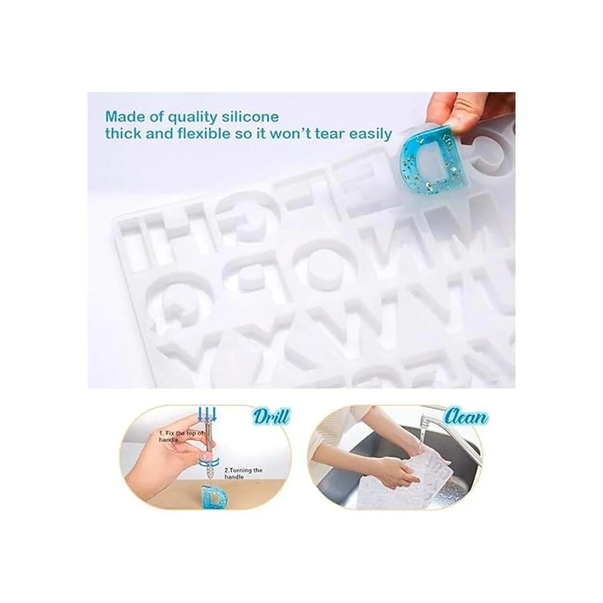 Mocoosy Juego de 134 moldes de resina del alfabeto de_5