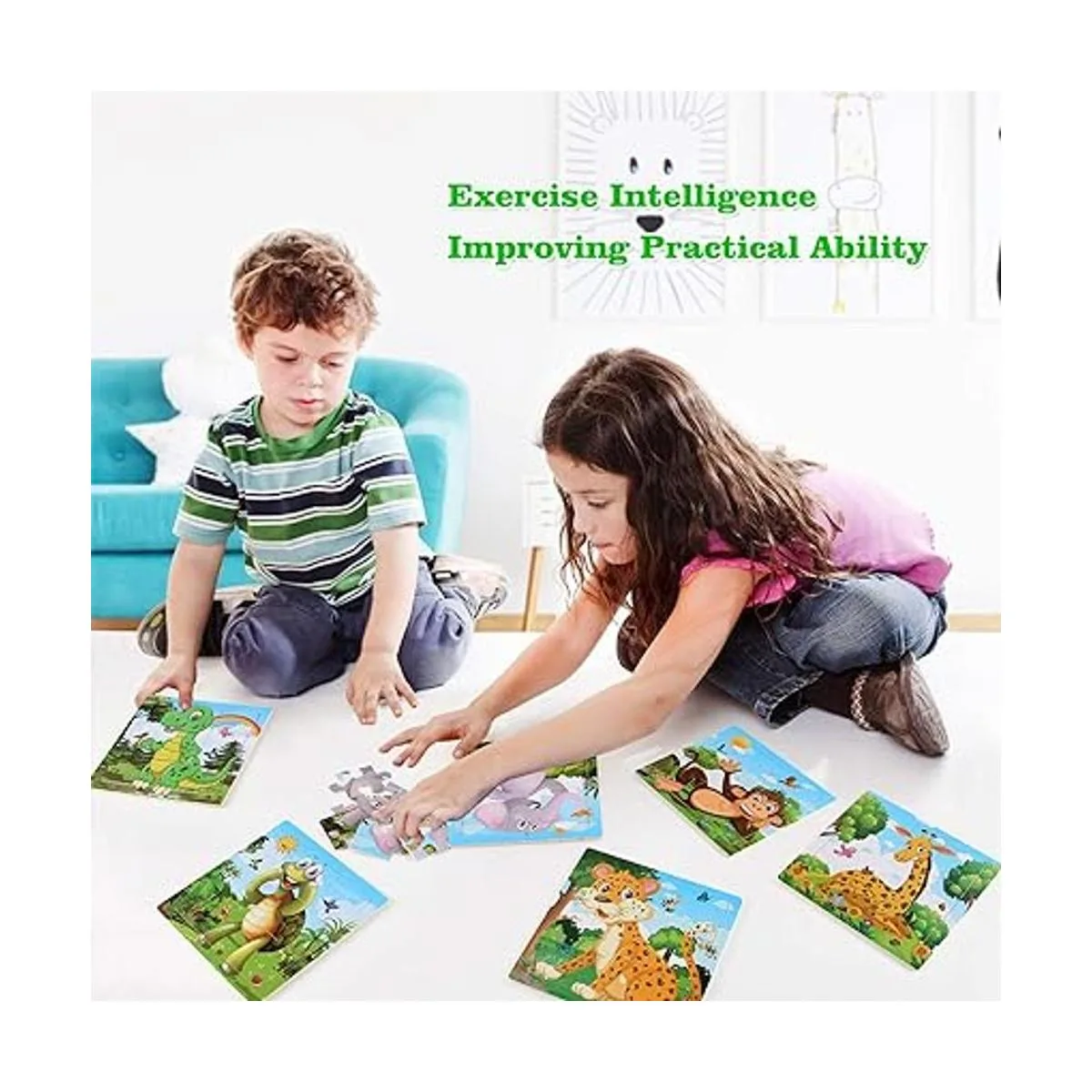 NASHRIO Rompecabezas de madera para niños pequeños de 2 a