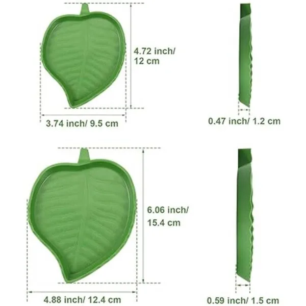 2 platos de comida para reptiles de hoja para beber y