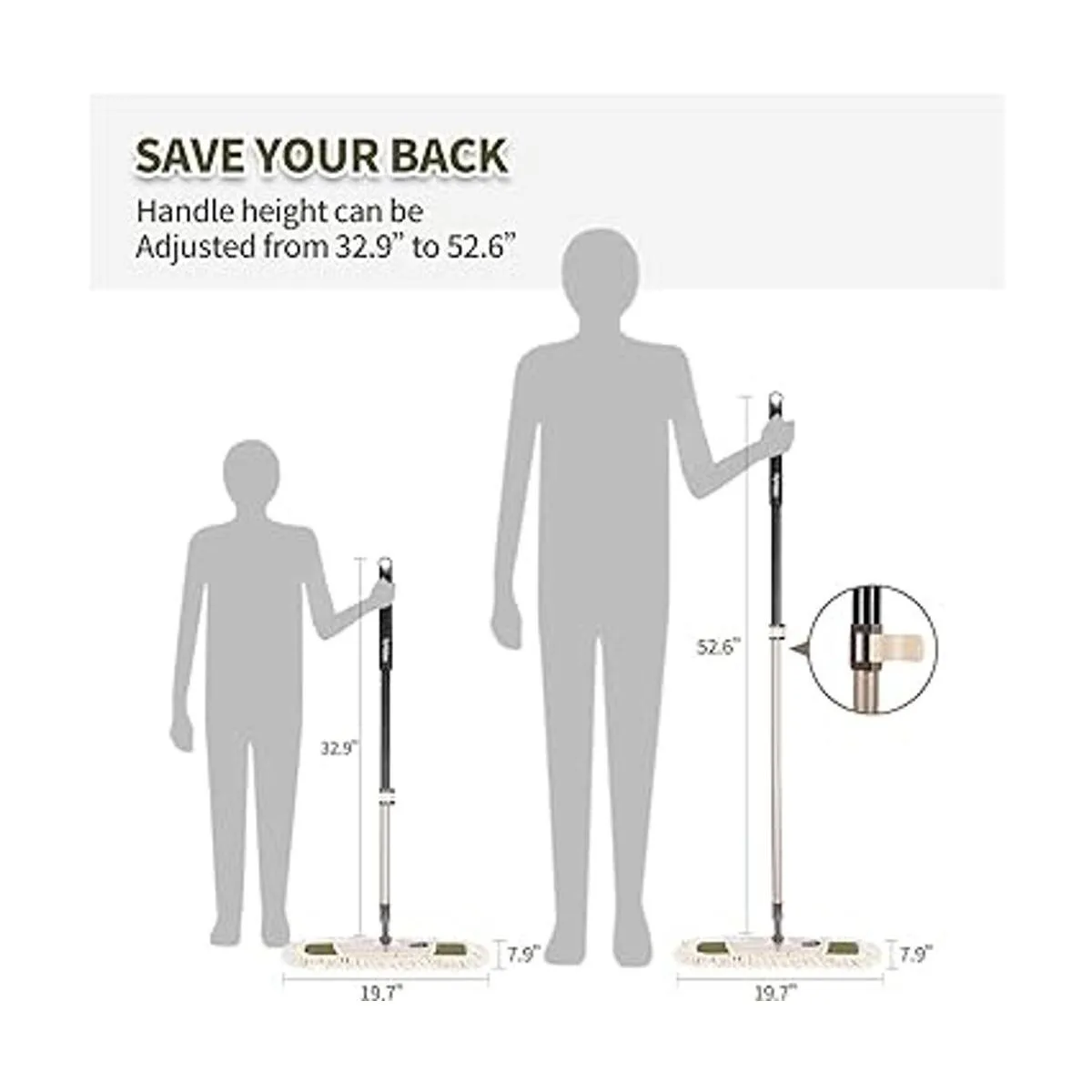 Eyliden Fregona de polvo con 2 almohadillas lavables_2