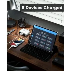 SUPERDANNY Estación de carga de escritorio de 8 puertos_2