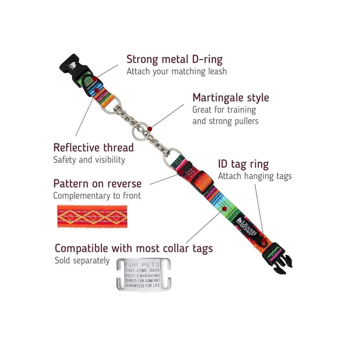 Straphboss Collar de perro reflectante con patrón de_2