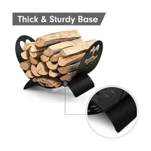 Amagabeli Estante de leña para interiores cesta de metal_4