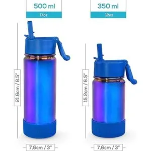 Botella de agua aislada con tapa con popote para niños y_5