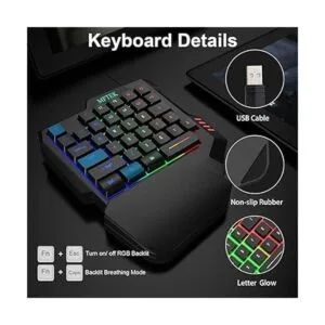 MFTEK Combinación de teclado y mouse para juegos con una