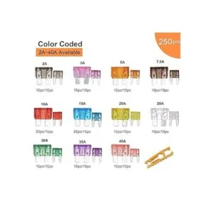 CrocSee 250 piezas Kit surtido de fusibles de automóvil_2