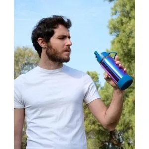 Botella de agua aislada con tapa con popote para niños y_6