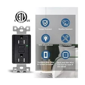 NineLeaf GFCI Paquete de 2 salidas color negro TR WR de_2