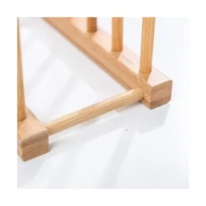Lawei Juego de 4 estantes de bambú para platos 3 ranuras