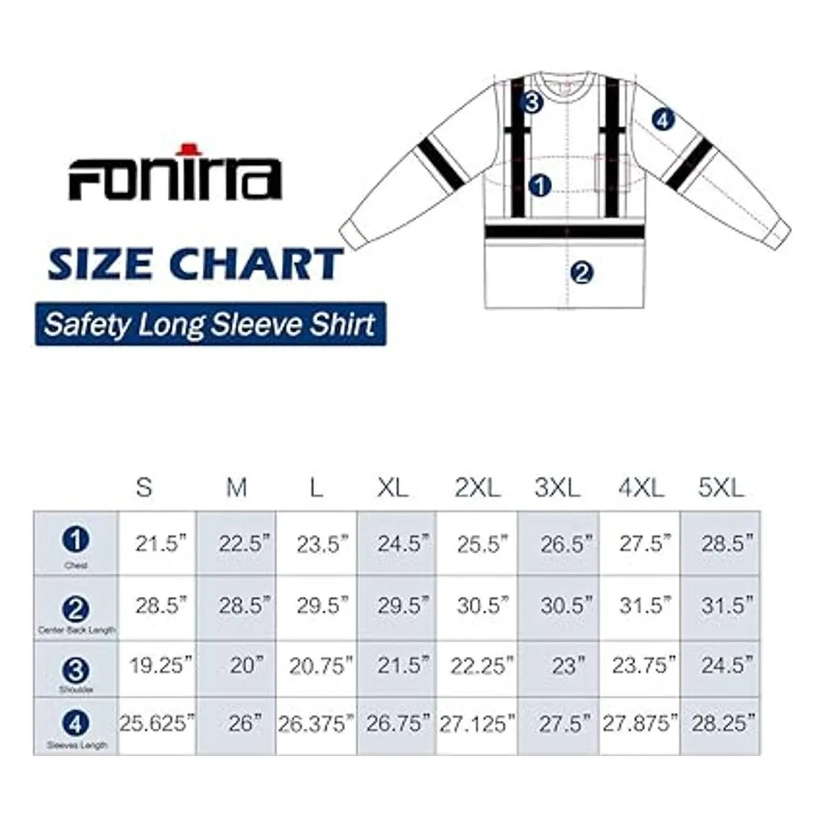 FONIRRA Camiseta de seguridad de manga larga reflectante