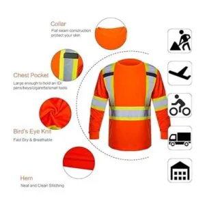 FONIRRA Camiseta de seguridad de manga larga reflectante