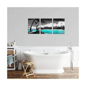 3 paneles de arte de pared en lienzo verde azulado en_3