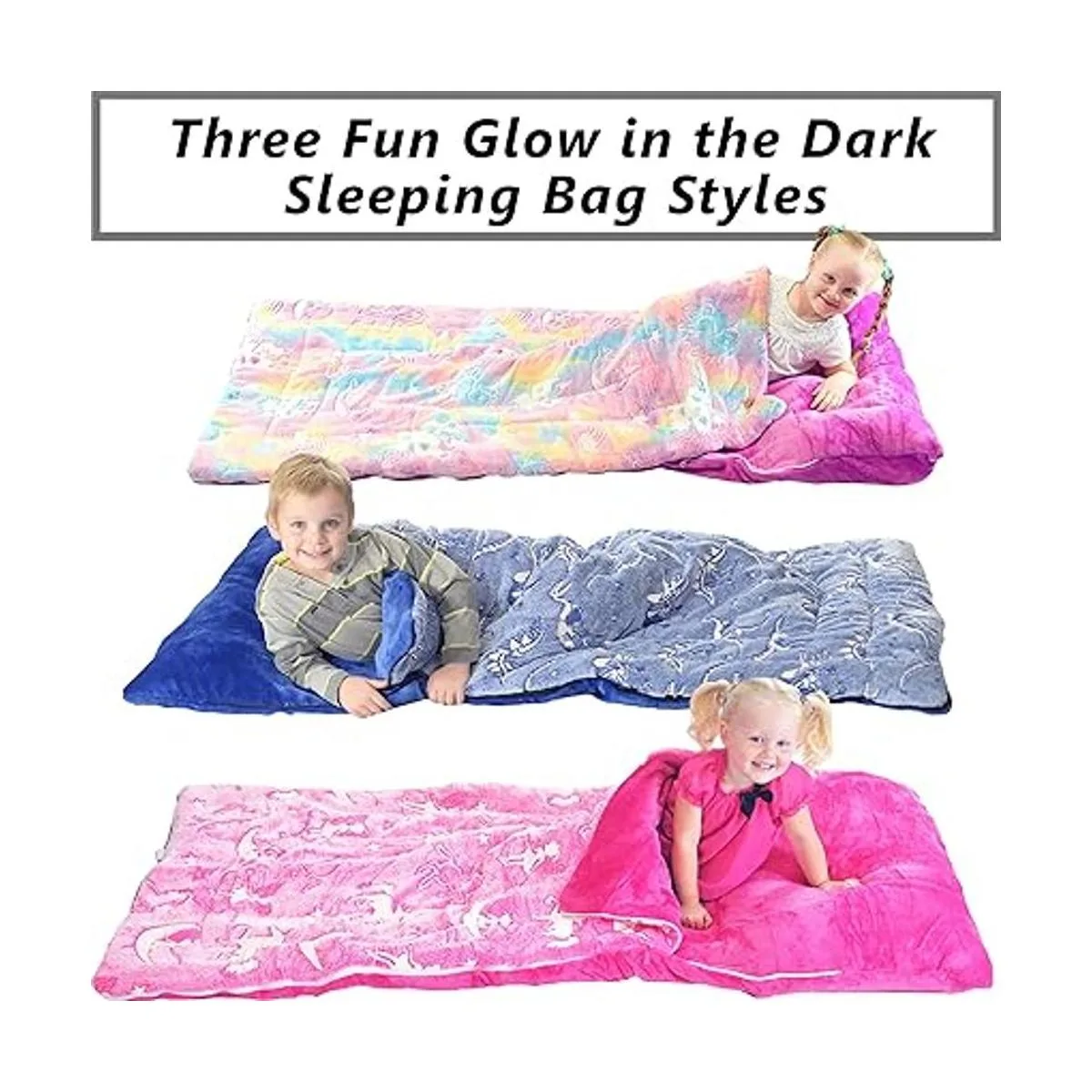 Kids Sleeping Bag Glow in The Dark Slumber Bag for Girls_4