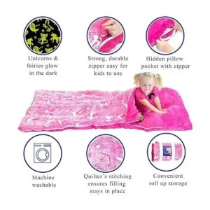 Kids Sleeping Bag Glow in The Dark Slumber Bag for Girls_2