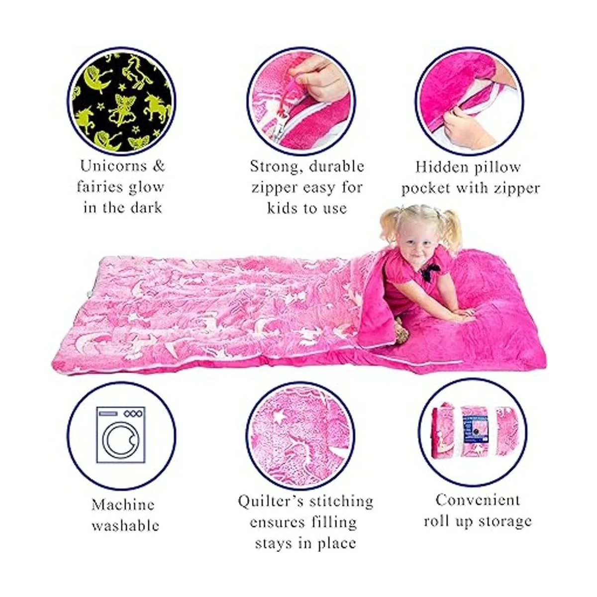 Kids Sleeping Bag Glow in The Dark Slumber Bag for Girls_2