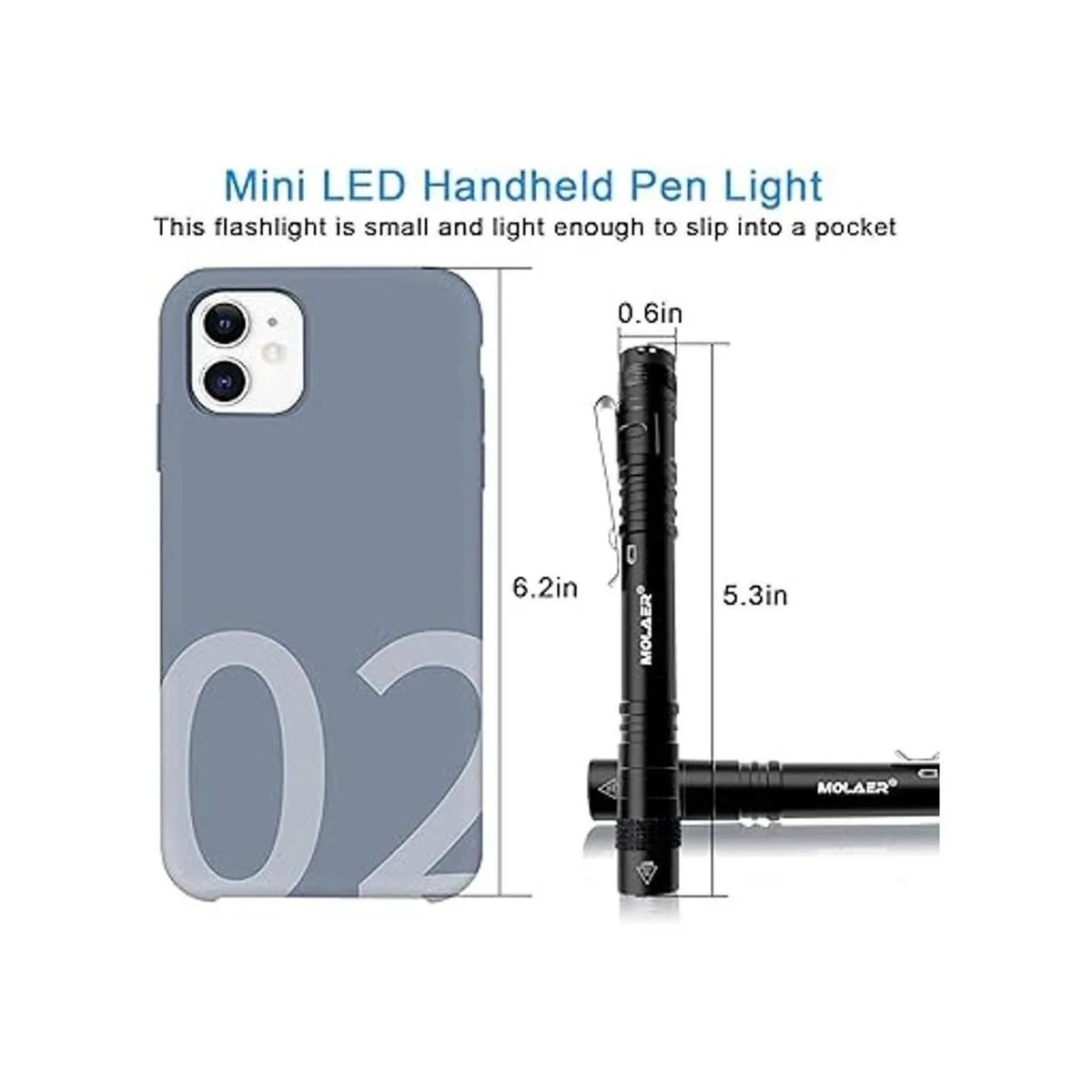 MOLAER Linterna de luz negra UV de 2 unidades Mini 395nm_4