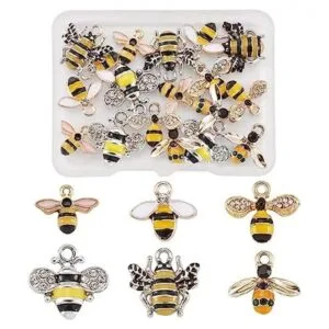 Pandahall Juego de 24 abalorios esmaltados de abejas_1