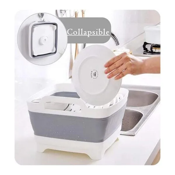 Lavabo plegable de 9 L con tapón de desage con asas de_4