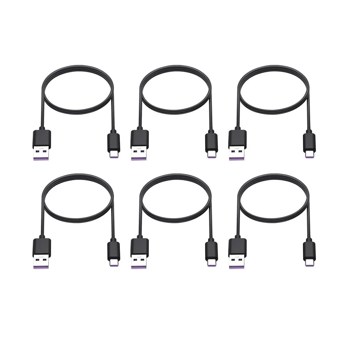 Cable USB C de 6 pies paquete de 6 cables color negro_1