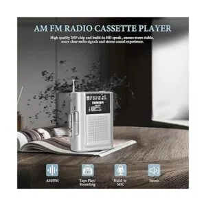 SEMIER Reproductor de casete portátil AM FM Radio estéreo_2