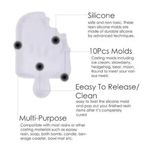 Larcenciel Juego de 15 moldes de resina para coctelera de_5