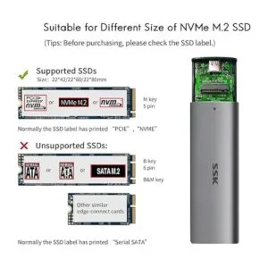 SSK Lector de caja SSD de aluminio USB C a M.2 NVMe sin_4