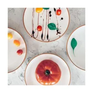 Mora Juego de 6 platos de cerámica 7.8 pulgadas postre