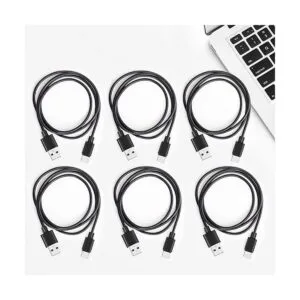 Cable USB C de 6 pies paquete de 6 cables color negro_3