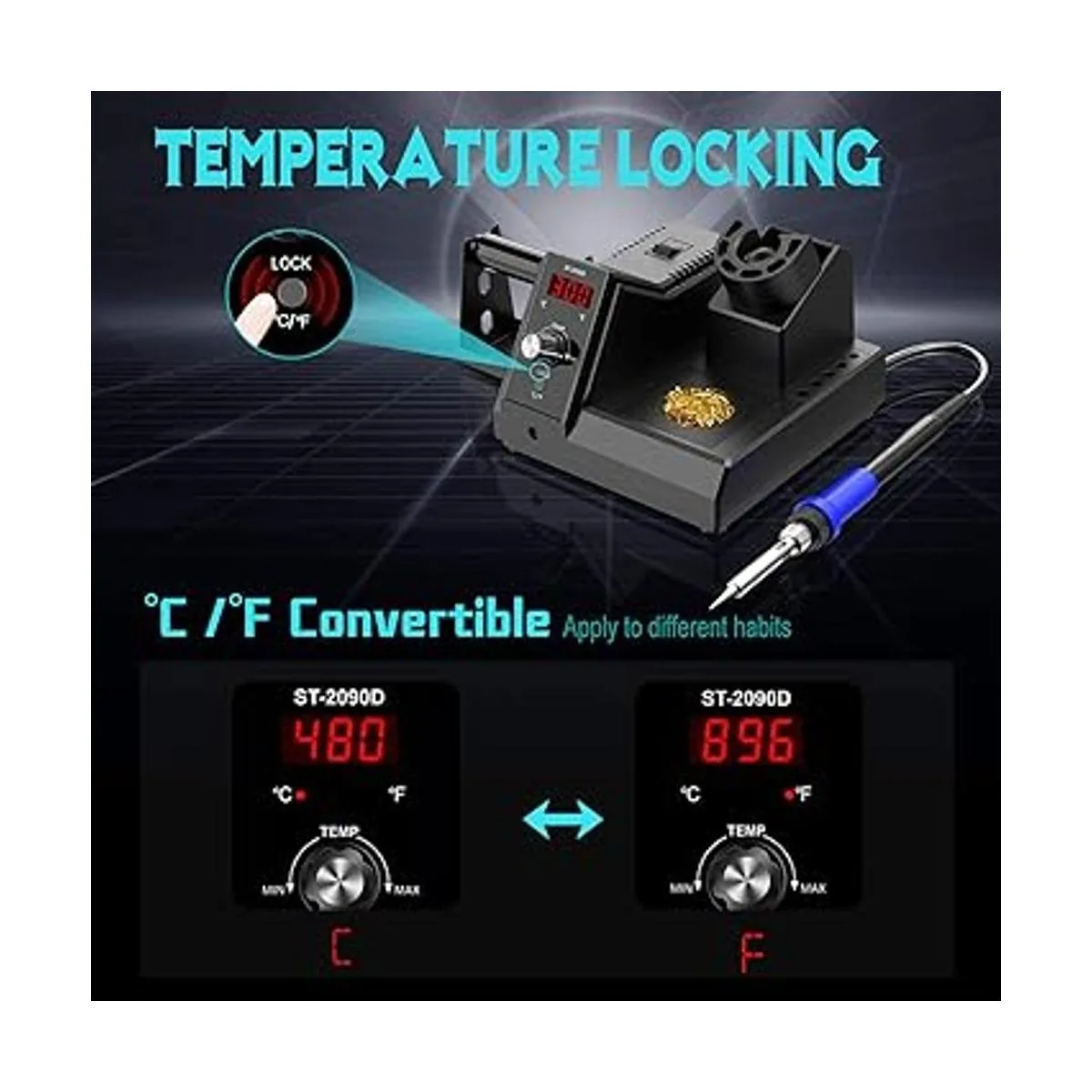 Estación de soldar kit de soldador digital de 110 V y 80_3