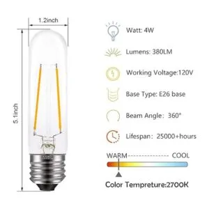 Bombillas LED E26 T10 color blanco cálido de 4 W bombilla_2