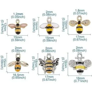 Pandahall Juego de 24 abalorios esmaltados de abejas_3