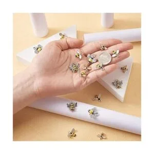 Pandahall Juego de 24 abalorios esmaltados de abejas_4