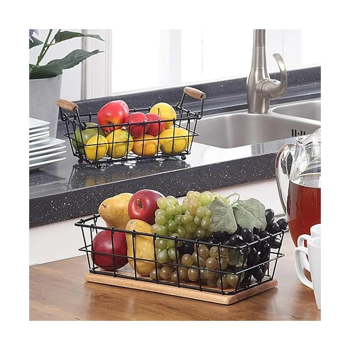 SunnyPoint Cesta rectangular de alambre de 2 niveles para_3