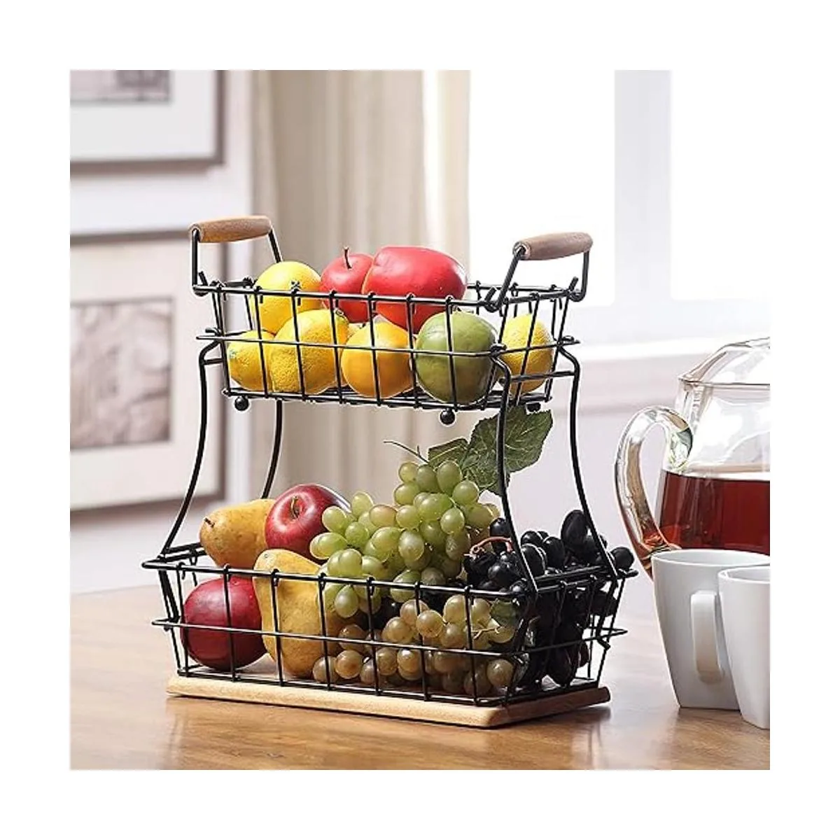 SunnyPoint Cesta rectangular de alambre de 2 niveles para_2