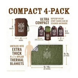 Mantas de emergencia más duras del mundo Paquete de 4