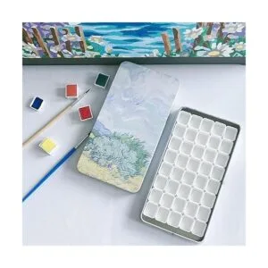 Paleta de acuarela con 40 piezas de acuarela vacías medias