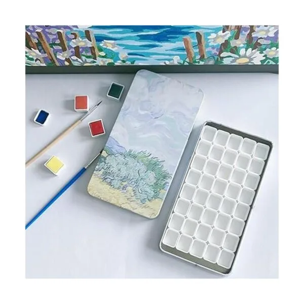 Paleta de acuarela con 40 piezas de acuarela vacías medias