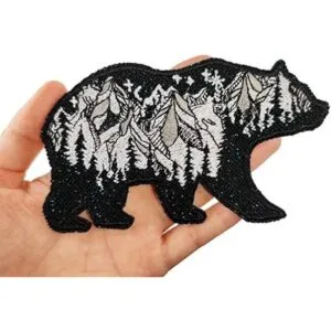 Parche para planchar en la naturaleza con diseño de oso_4