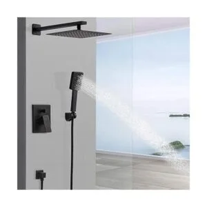 SOKA Juego de grifo de ducha negro de 10 pulgadas con